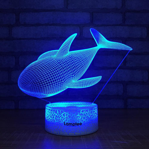 Image of Crack Lighting Base Animal Fish Shape 3D Illusion Lamp Night Light 3DL228