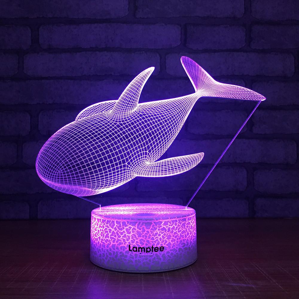 Crack Lighting Base Animal Fish Shape 3D Illusion Lamp Night Light 3DL228