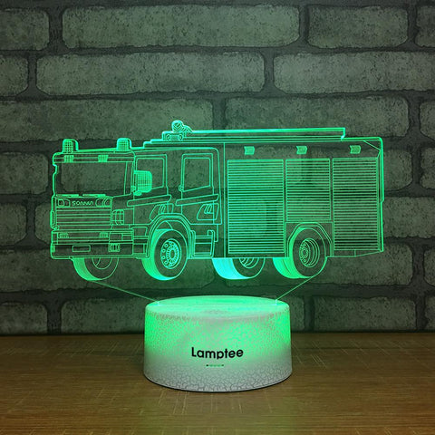 Image of Crack Lighting Base Traffic Fire Engine 3D Illusion Lamp Night Light 3DL2290