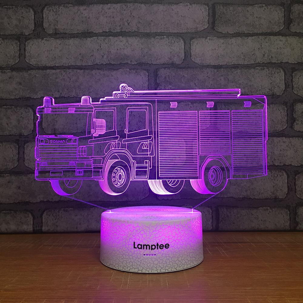 Crack Lighting Base Traffic Fire Engine 3D Illusion Lamp Night Light 3DL2290