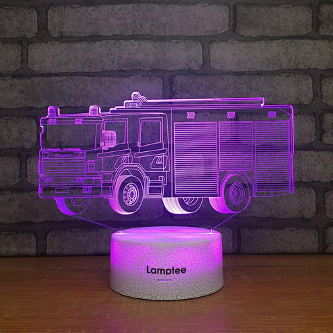 Image of Crack Lighting Base Traffic Fire Engine 3D Illusion Lamp Night Light 3DL2290