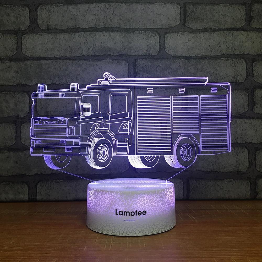 Crack Lighting Base Traffic Fire Engine 3D Illusion Lamp Night Light 3DL2290