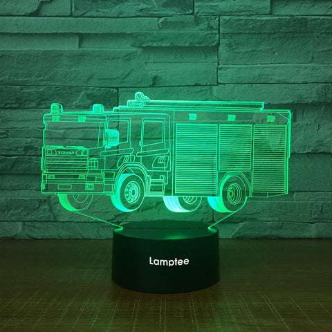 Image of Traffic Fire Engine 3D Illusion Lamp Night Light 3DL2290
