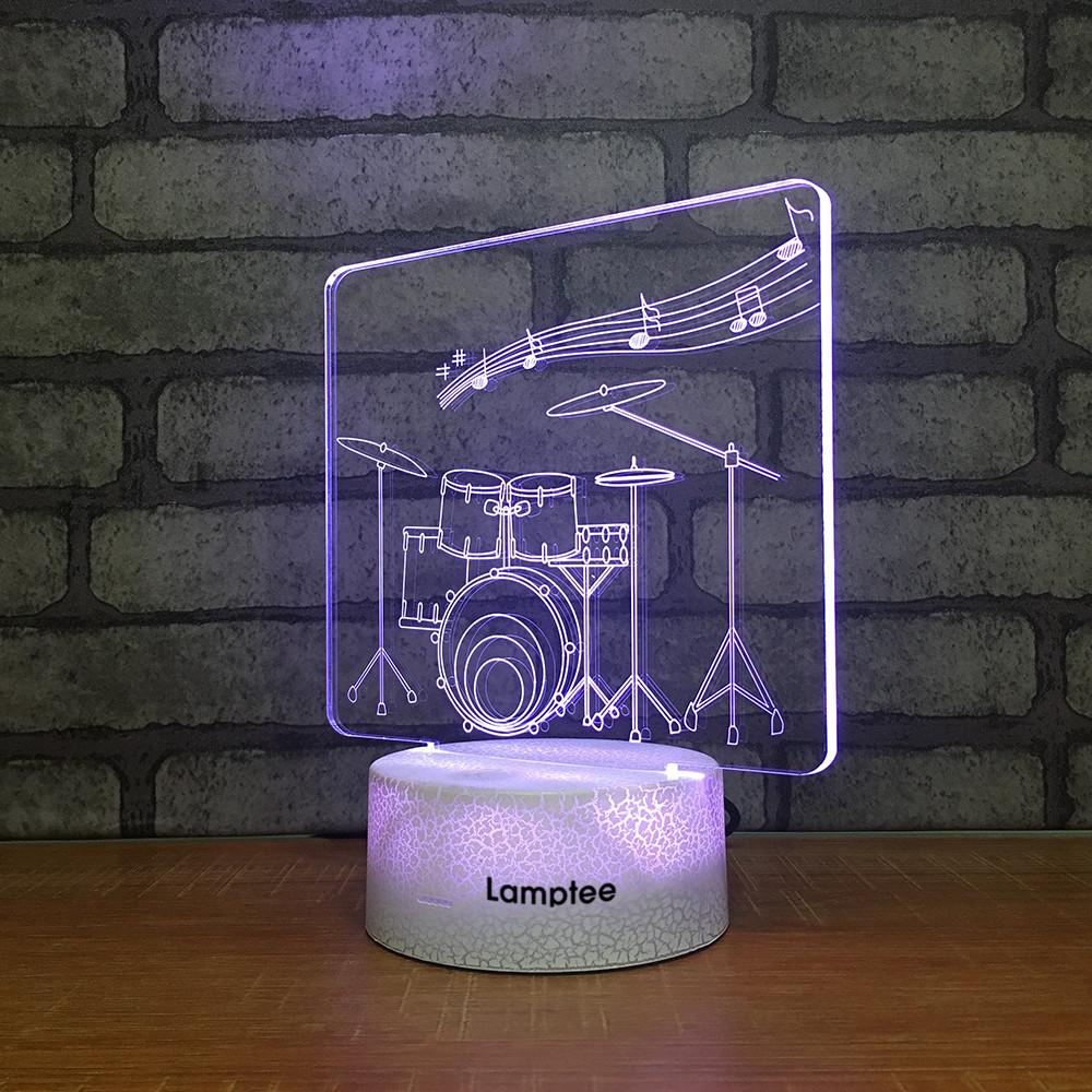 Crack Lighting Base Instrument Drum Set 3D Illusion Lamp Night Light 3DL2301
