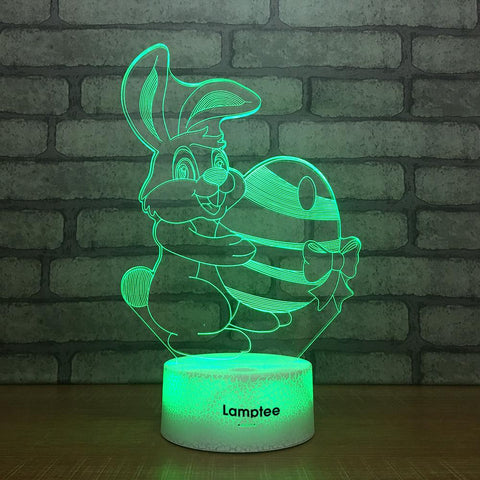 Image of Crack Lighting Base Animal Cartoon Rabbit Candy 3D Illusion Lamp Night Light 3DL2304