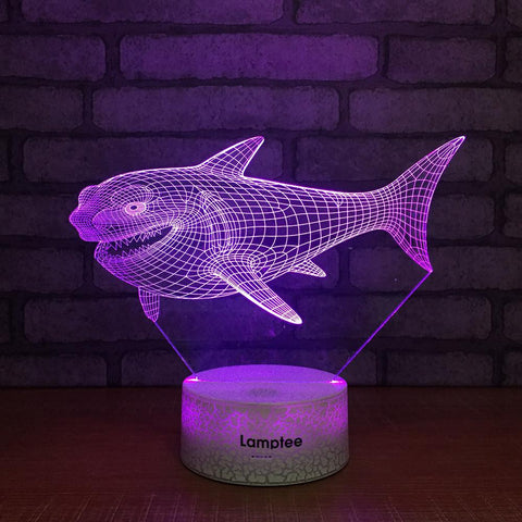 Image of Crack Lighting Base Animal Cartoon Shark 3D Illusion Lamp Night Light 3DL231
