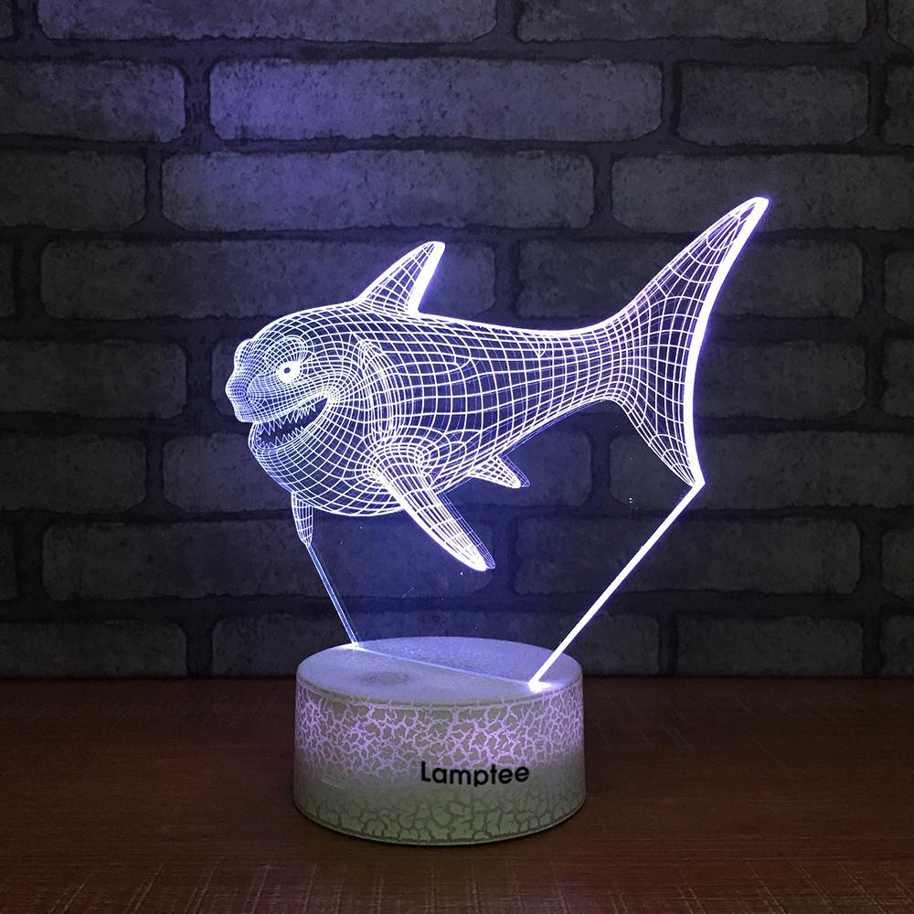 Crack Lighting Base Animal Cartoon Shark 3D Illusion Lamp Night Light 3DL231
