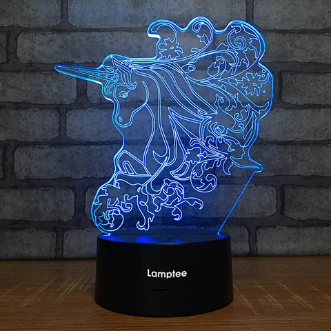 Image of Animal Unicorn 3D Illusion Lamp Night Light 3DL2320