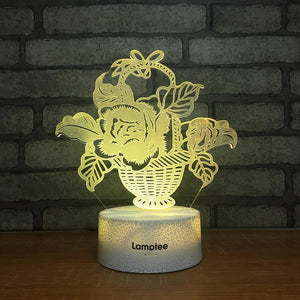 Crack Lighting Base Other Creative Flower Basket Shape 3D Illusion Lamp Night Light 3DL2325