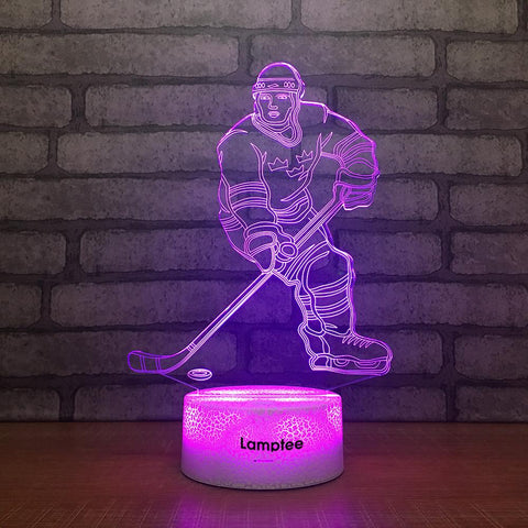Image of Crack Lighting Base Sport Ice Hockey Player 3D Illusion Lamp Night Light 3DL2364