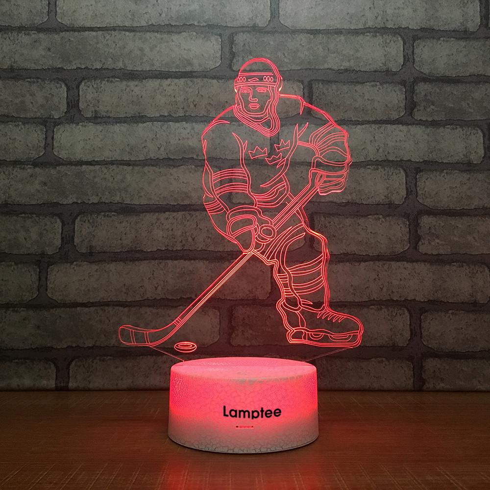 Crack Lighting Base Sport Ice Hockey Player 3D Illusion Lamp Night Light 3DL2364