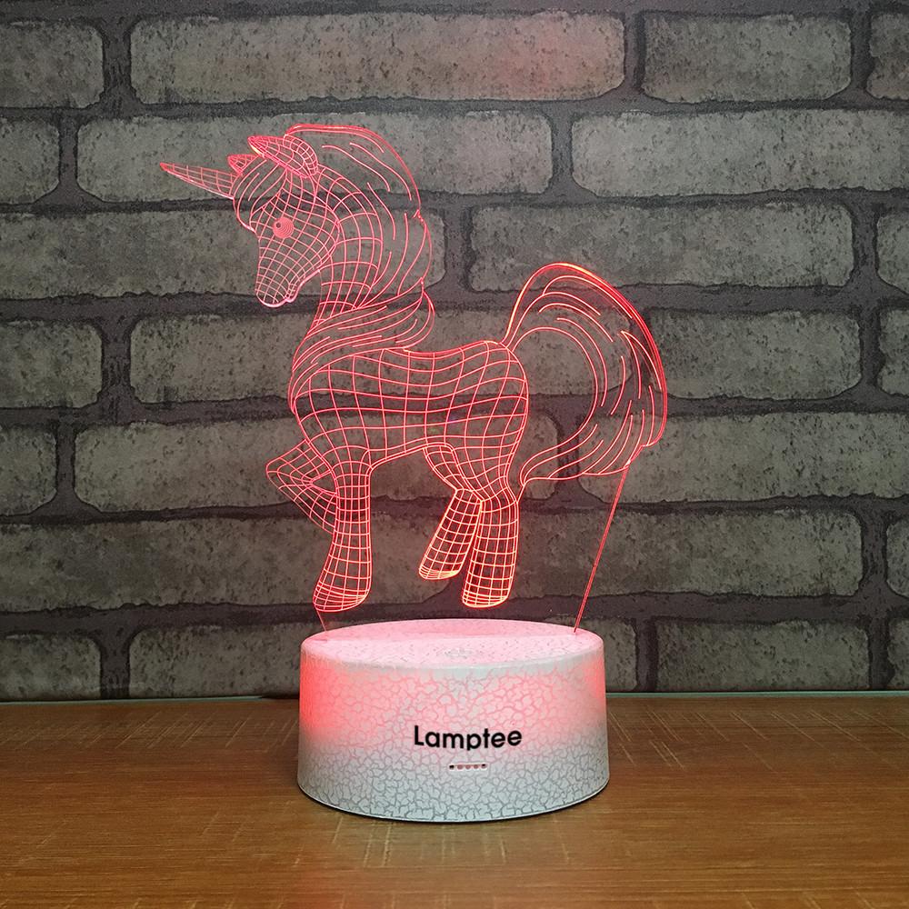 Crack Lighting Base Animal Unicorn Shape 3D Illusion Lamp Night Light 3DL2366