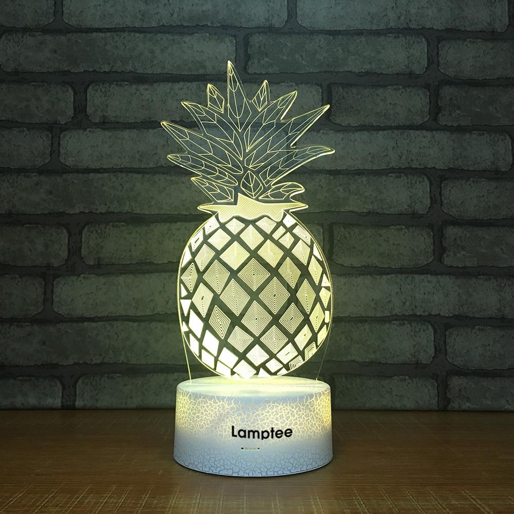 Crack Lighting Base Plant Pineapple Visual 3D Illusion Lamp Night Light 3DL2368