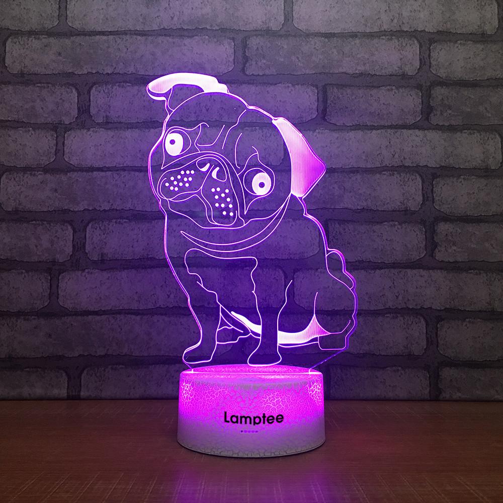 Crack Lighting Base Animal Cute Dog Shape 3D Illusion Lamp Night Light 3DL2387