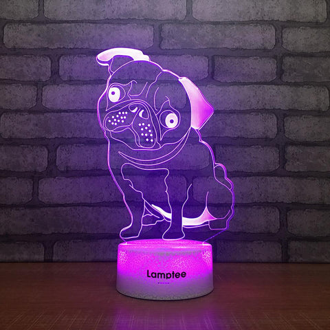 Image of Crack Lighting Base Animal Cute Dog Shape 3D Illusion Lamp Night Light 3DL2387
