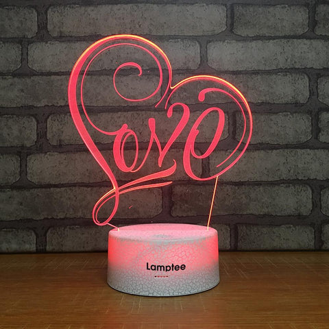 Image of Crack Lighting Base Festival Romantic Love Heart 3D Illusion Lamp Night Light 3DL2426