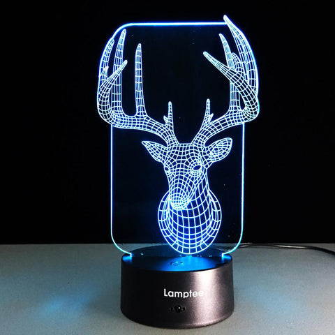 Image of Animal Deer Head 3D Illusion Night Light Lamp 3DL247