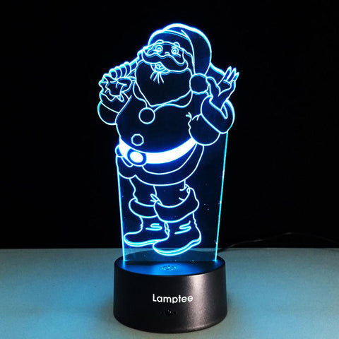 Image of Festival Cartoon Santa Claus 3D Illusion Lamp Night Light 3DL249