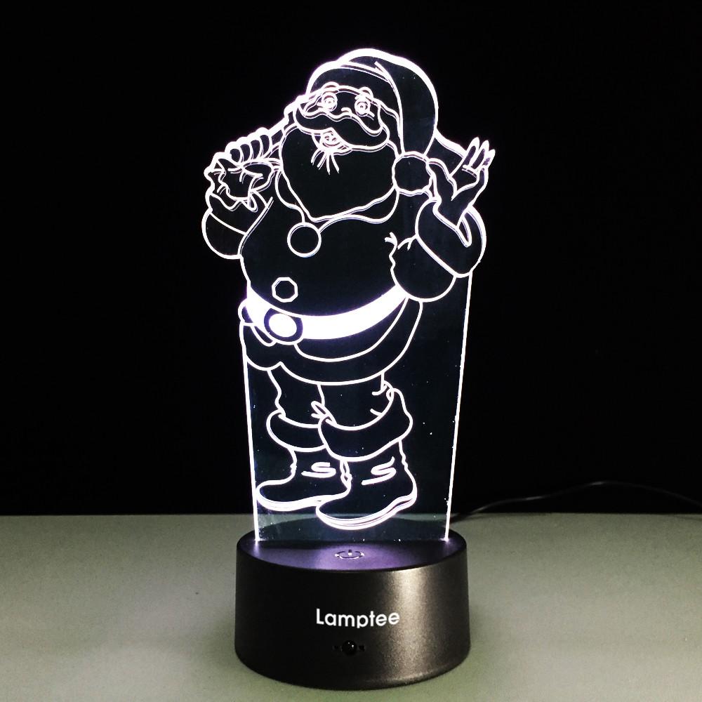 Festival Cartoon Santa Claus 3D Illusion Lamp Night Light 3DL249