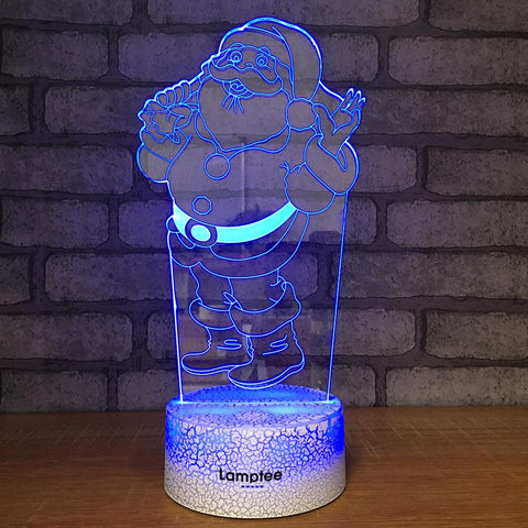 Image of Crack Lighting Base Festival Cartoon Santa Claus 3D Illusion Lamp Night Light 3DL249