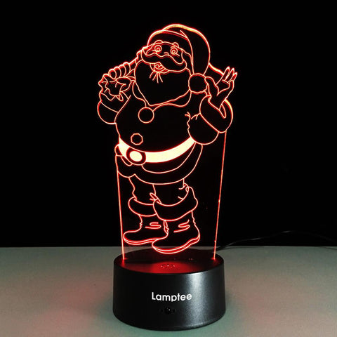 Image of Festival Cartoon Santa Claus 3D Illusion Lamp Night Light 3DL249