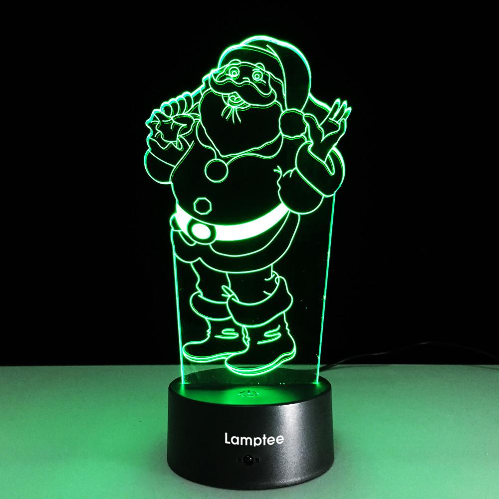Festival Cartoon Santa Claus 3D Illusion Lamp Night Light 3DL249