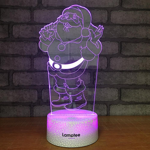 Image of Crack Lighting Base Festival Cartoon Santa Claus 3D Illusion Lamp Night Light 3DL249