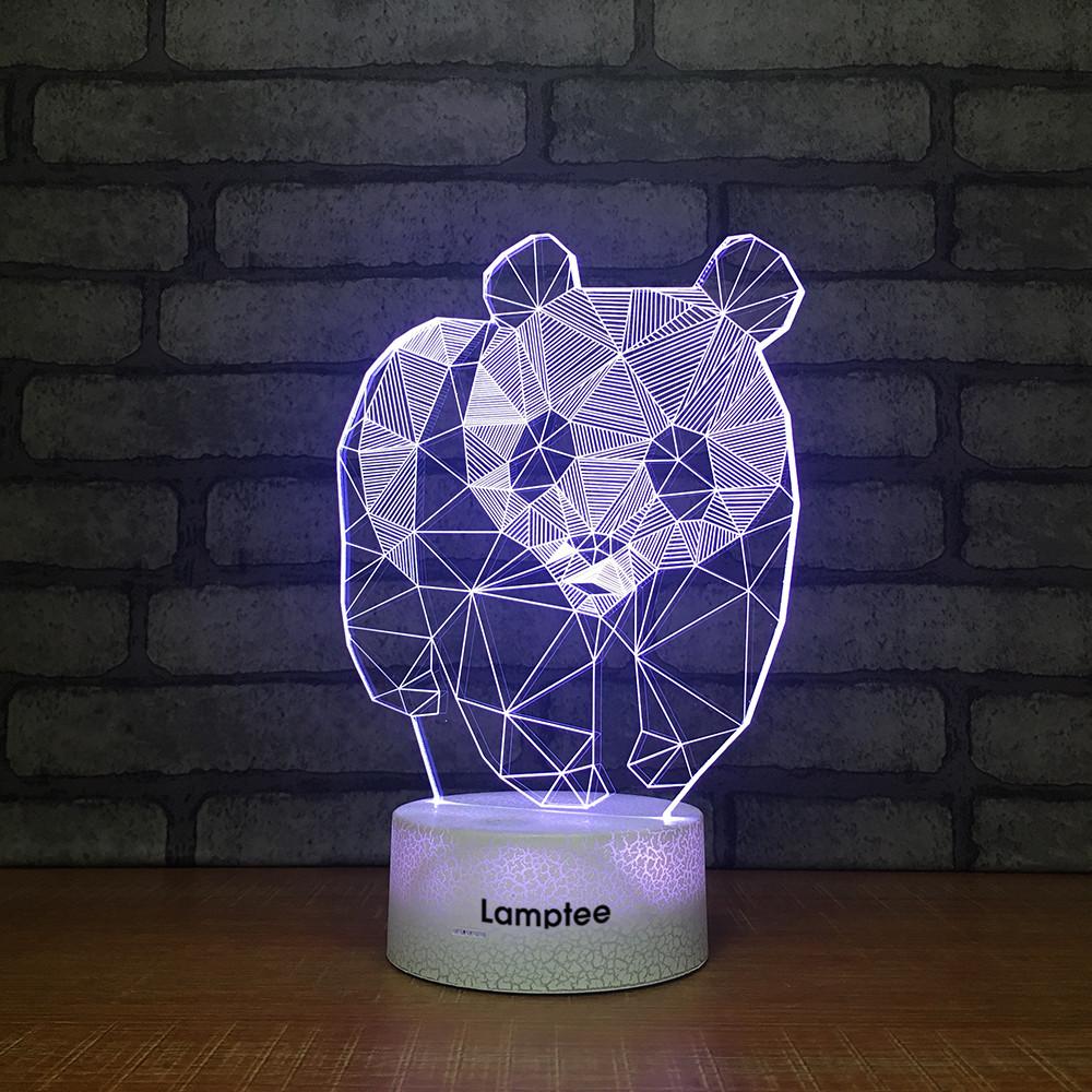 Crack Lighting Base Animal Giant Panda 3D Illusion Lamp Night Light 3DL2505
