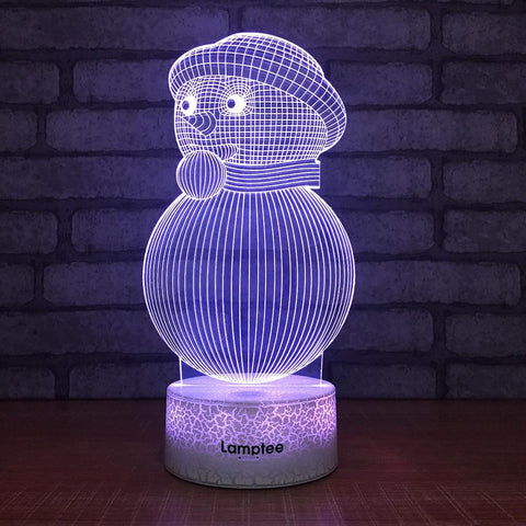 Image of Crack Lighting Base Other Lovely snowman 3D Illusion Lamp Night Light 3DL253