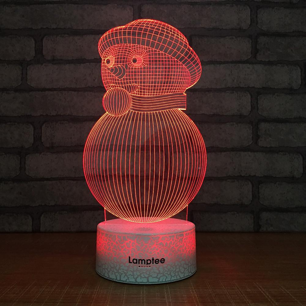 Crack Lighting Base Other Lovely snowman 3D Illusion Lamp Night Light 3DL253