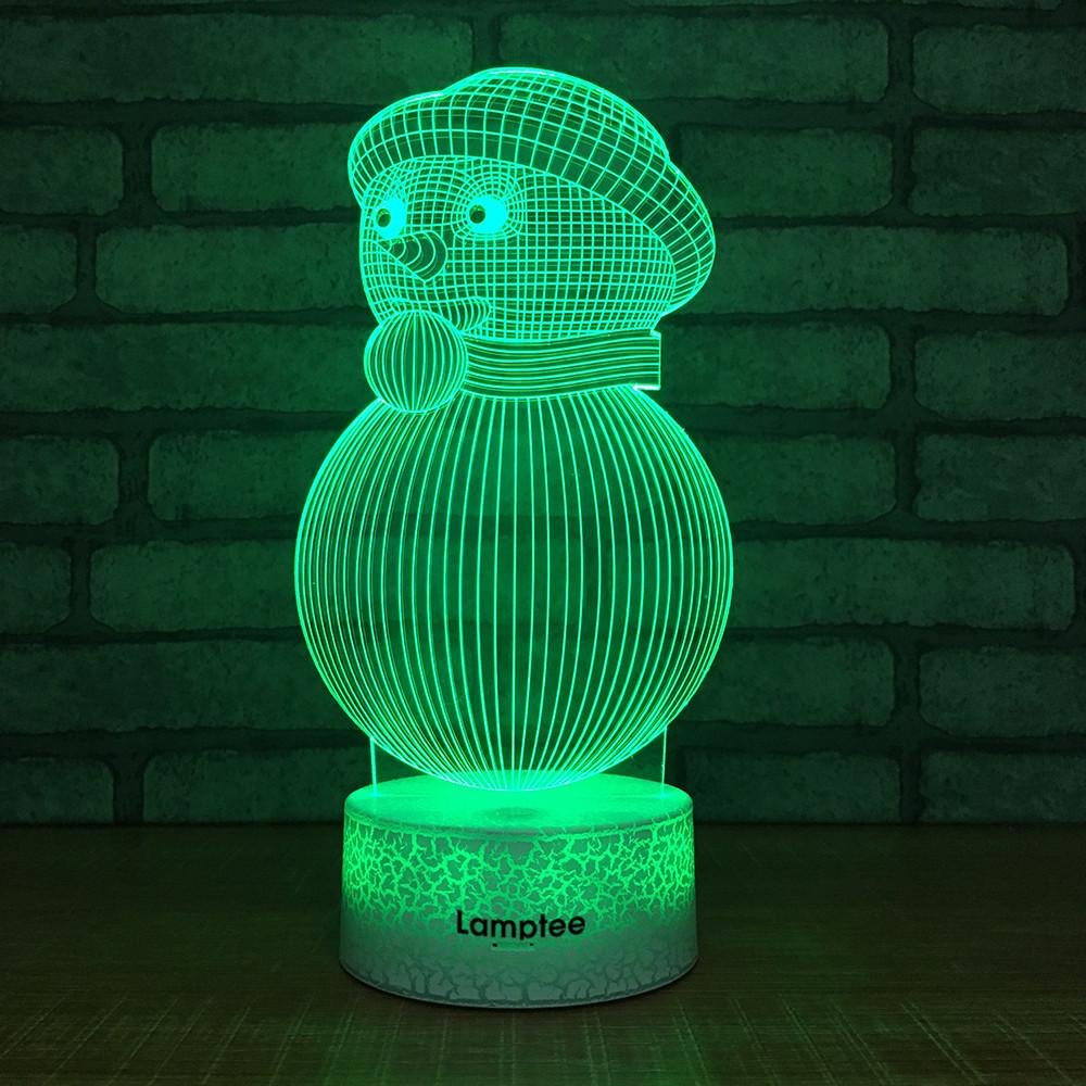 Crack Lighting Base Other Lovely snowman 3D Illusion Lamp Night Light 3DL253