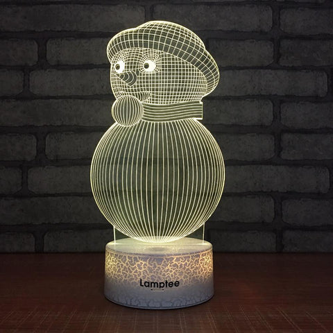 Image of Crack Lighting Base Other Lovely snowman 3D Illusion Lamp Night Light 3DL253