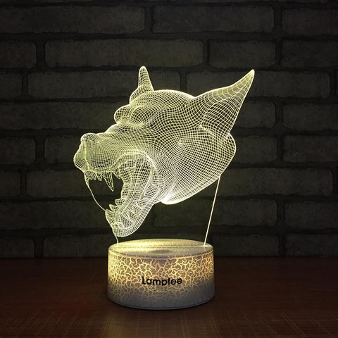 Image of Crack Lighting Base Animal Wolf Head?3D Illusion Lamp Night Light 3DL258