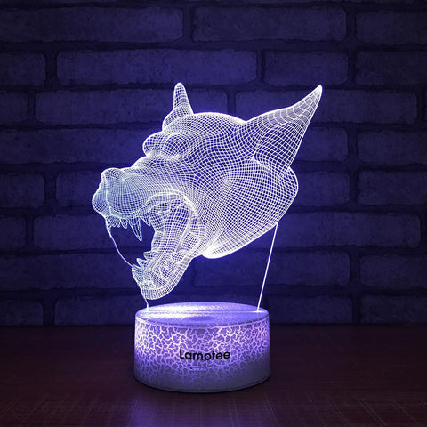 Image of Crack Lighting Base Animal Wolf Head?3D Illusion Lamp Night Light 3DL258