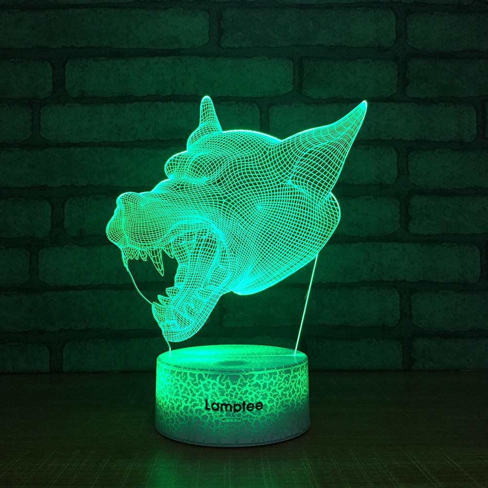 Crack Lighting Base Animal Wolf Head?3D Illusion Lamp Night Light 3DL258