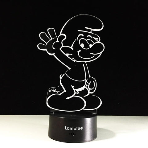 Image of Anime Cute Cartoon Smurfs 3D Illusion Lamp Night Light 3DL263