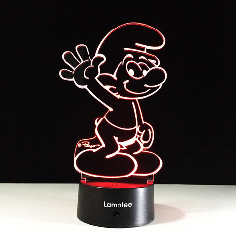 Image of Anime Cute Cartoon Smurfs 3D Illusion Lamp Night Light 3DL263