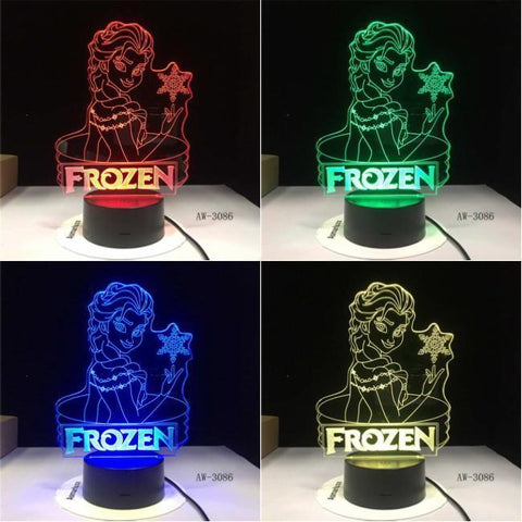Image of Frozen 3D Illusion Lamp Night Light 3DL2645