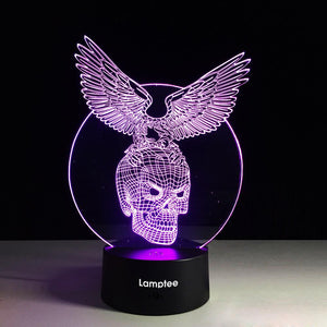 Other Cool Novelty Skull Eagle Wings 3D Illusion Lamp Night Light 3DL266
