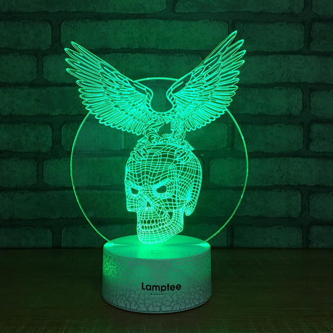 Image of Crack Lighting Base Other Cool Novelty Skull Eagle Wings 3D Illusion Lamp Night Light 3DL266