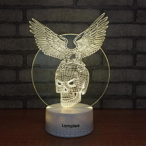 Image of Crack Lighting Base Other Cool Novelty Skull Eagle Wings 3D Illusion Lamp Night Light 3DL266