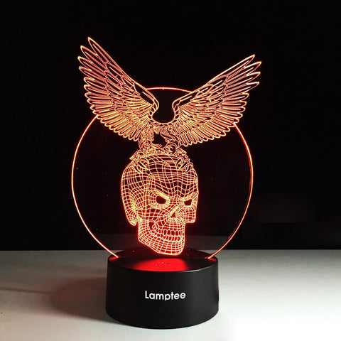 Other Cool Novelty Skull Eagle Wings 3D Illusion Lamp Night Light 3DL266
