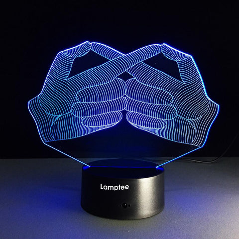 Image of Gesture Special Bonds Visual Gift 3D Illusion Night Light Lamp 3DL270