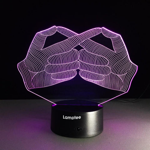 Image of Gesture Special Bonds Visual Gift 3D Illusion Night Light Lamp 3DL270