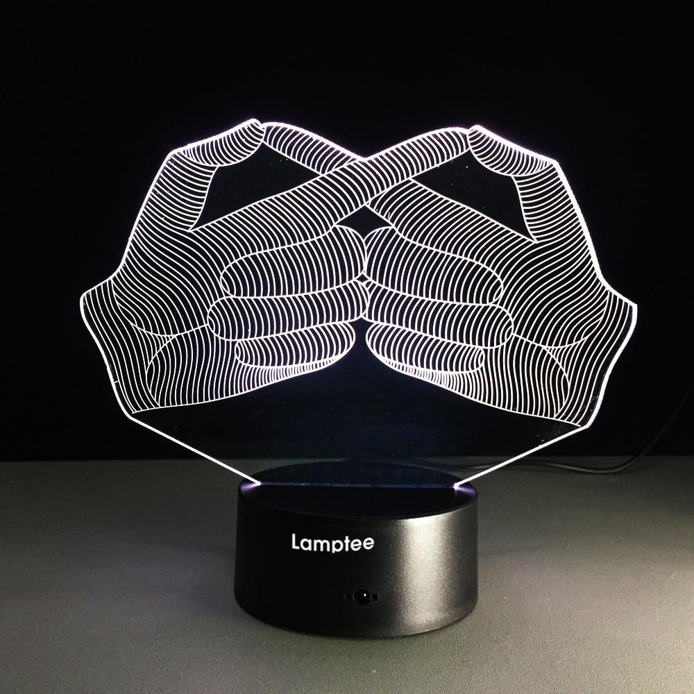 Gesture Special Bonds Visual Gift 3D Illusion Night Light Lamp 3DL270