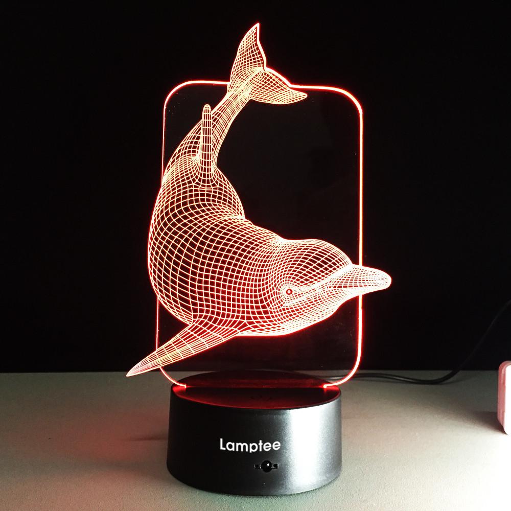 Animal Dolphin Shape 3D Illusion Lamp Night Light 3DL271