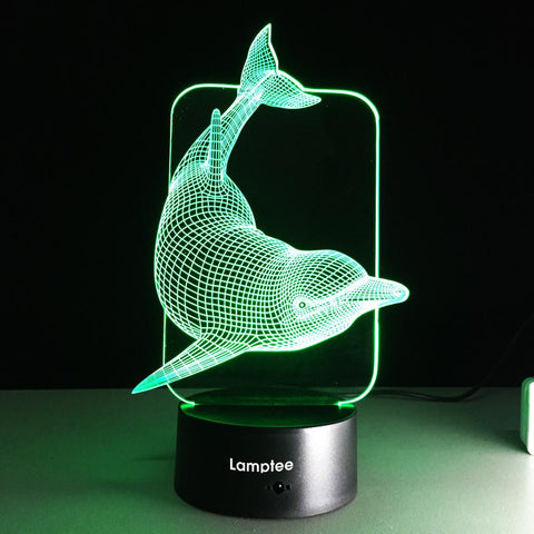 Image of Animal Dolphin Shape 3D Illusion Lamp Night Light 3DL271