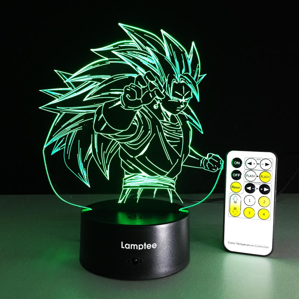 Animal Dragon Ball Super Saiyan God Goku Action Figures 3D Illusion Lamp Night Light 3DL272