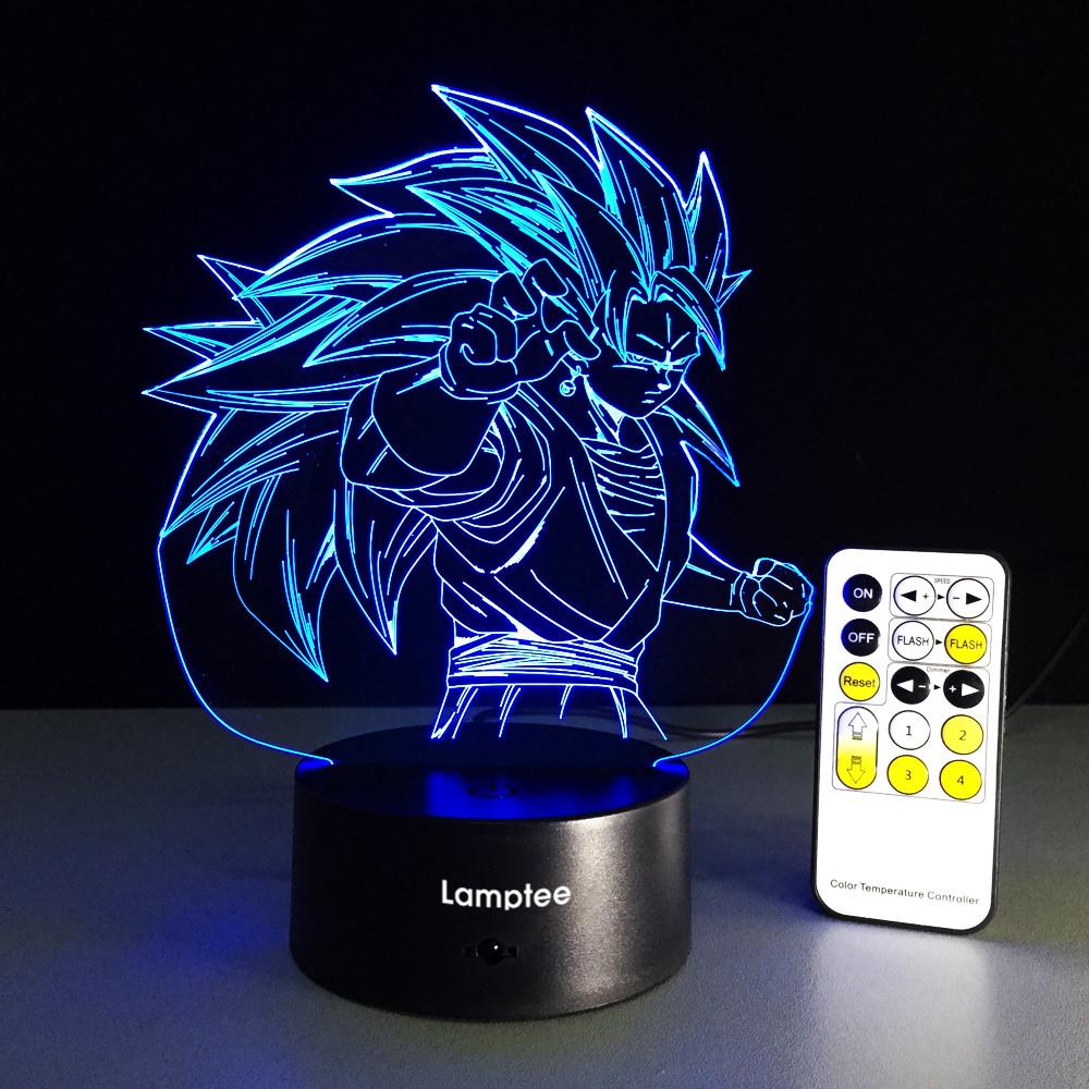 Animal Dragon Ball Super Saiyan God Goku Action Figures 3D Illusion Lamp Night Light 3DL272
