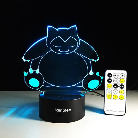 Image of Anime Cute Pokemon Snorlax 3D Illusion Lamp Night Light 3DL276